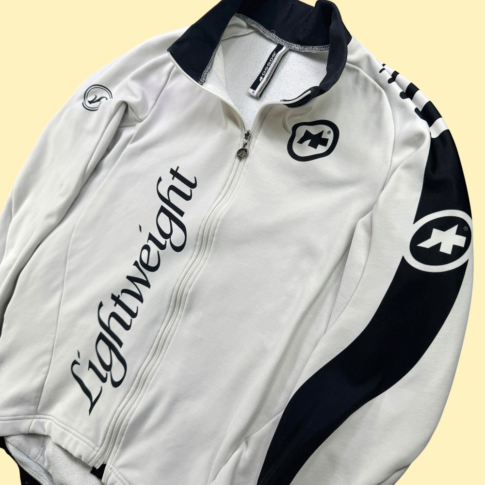 Assos Edelstoff Lightweight Cycling Jersey Mens M White Black Full Zip Jacket